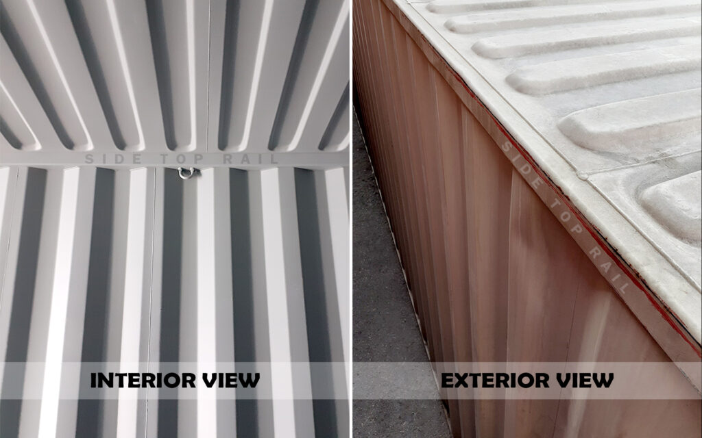 Shipping Container Top Side Rail Interior and Exterior view