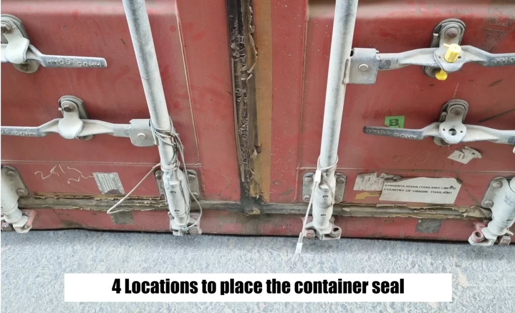 4 Locations to place the container seal
