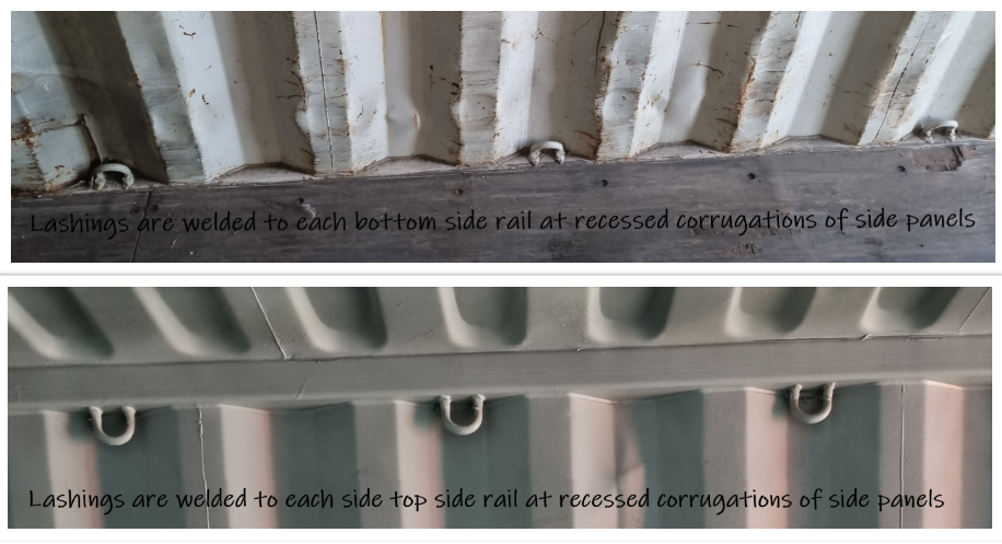 Lashings on top rail and bottom rail