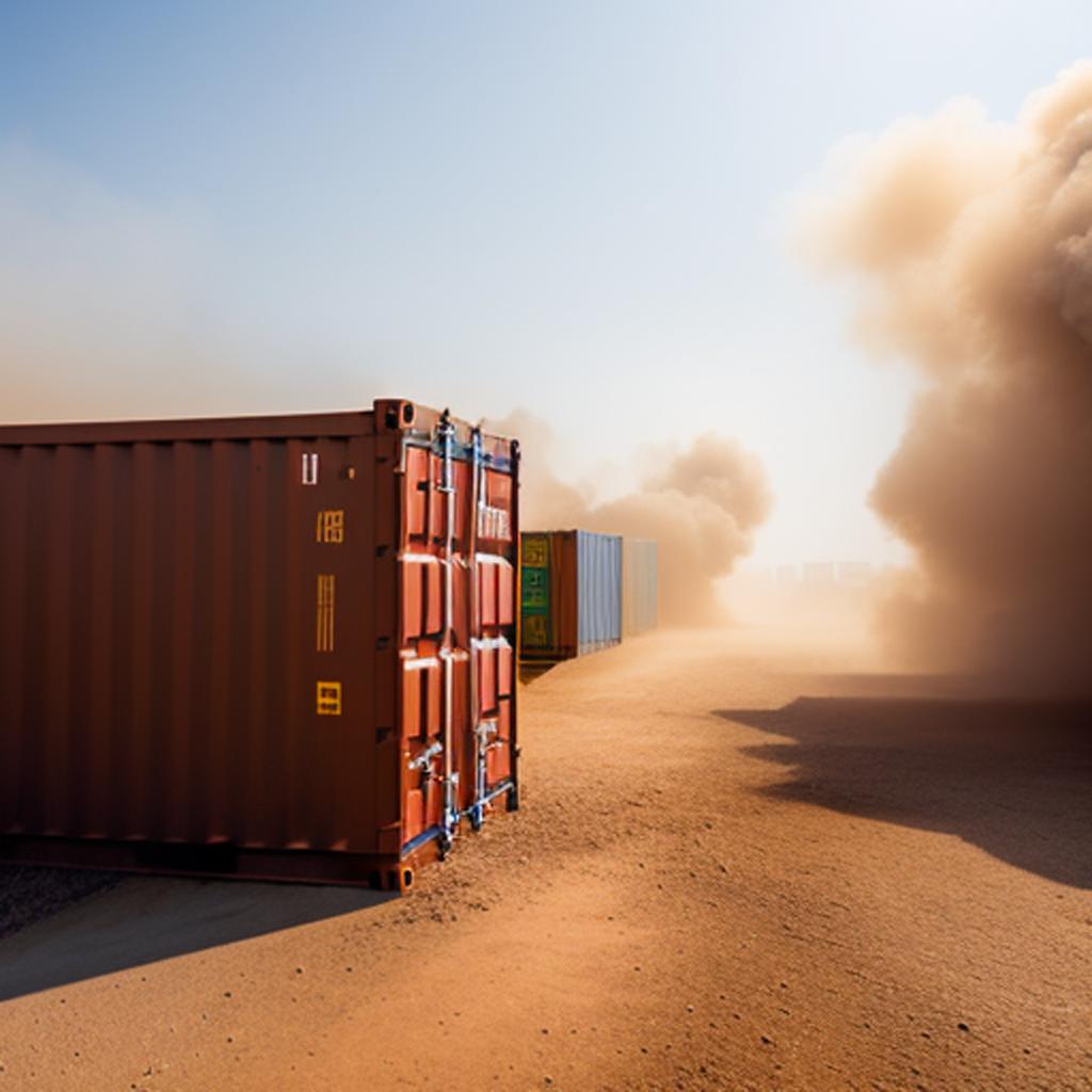 container depot in sand storm 